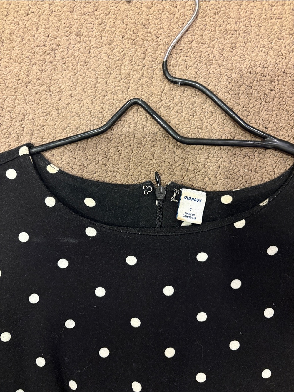 Old Navy Black Dress with White Polka Dots - Long Sleeve - Picture 2 of 4